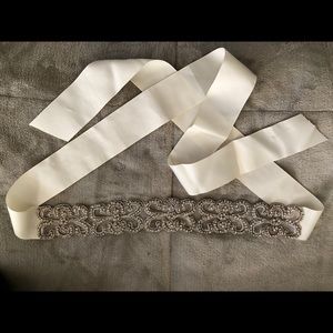 Wedding Cara Chiffon Sash/Belt with Crystals and Beads.